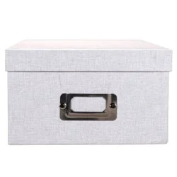 Malden Photo Storage Box - Gray Linen Pattern Cardboard - 7.75 in x 4.52 in x 11.25 in
