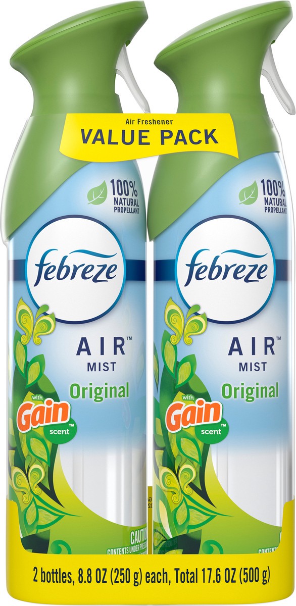slide 2 of 3, Febreze Air Freshener Spray, Odor-Fighting Room Spray, Gain Original Scent, 8.8oz, 2 Count, 2 ct