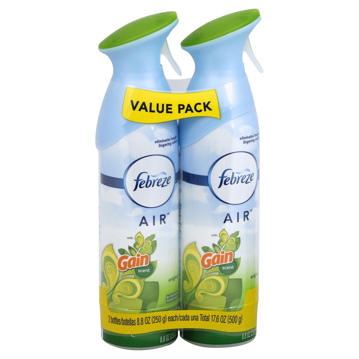 slide 1 of 9, Febreze Odor-Eliminating Air Freshener, with Gain Scent, Original Scent, Pack of 2, 8.8 fl oz each, 