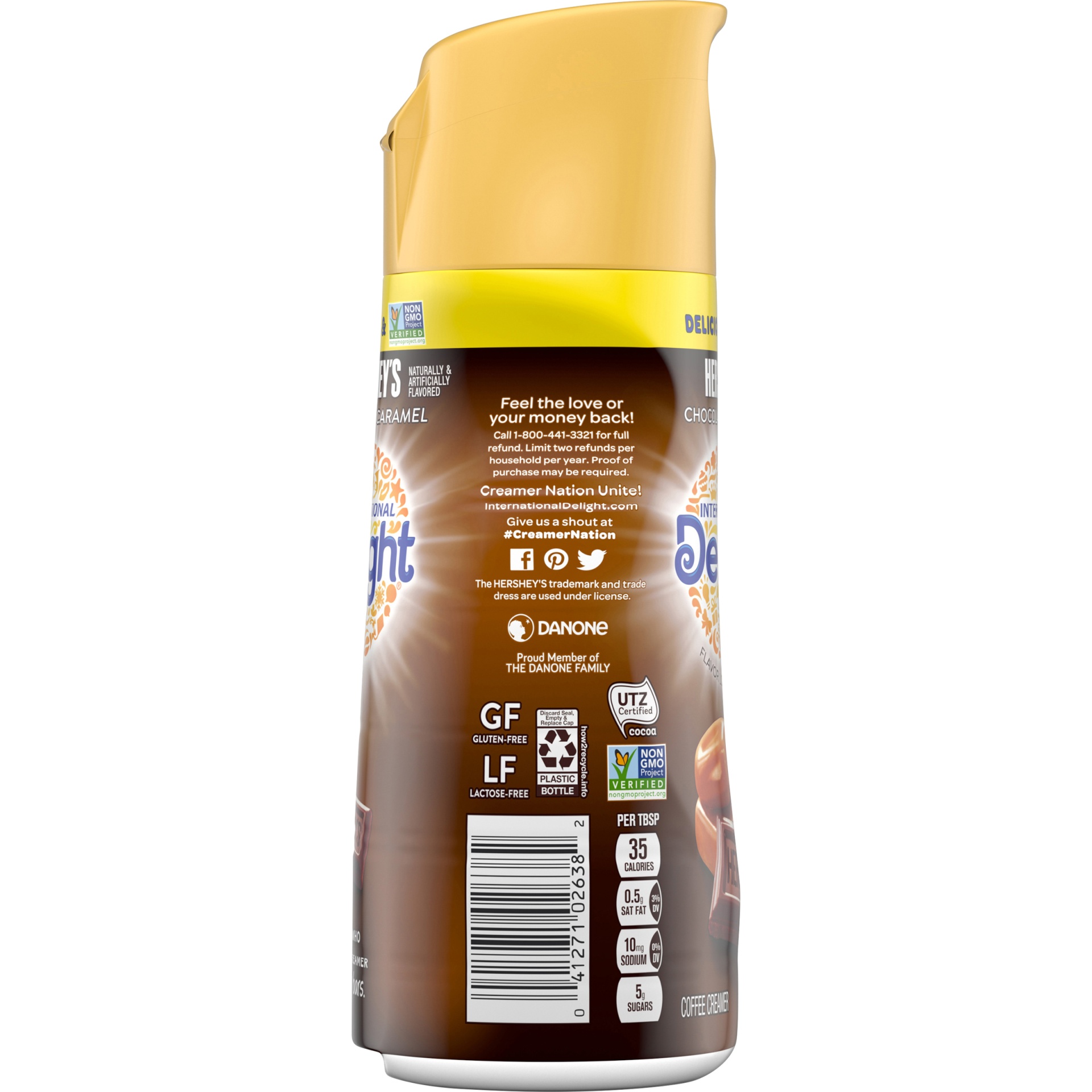 slide 4 of 8, International Delight Hershey's Chocolate Caramel Gourmet Coffee Creamer, 16 fl oz