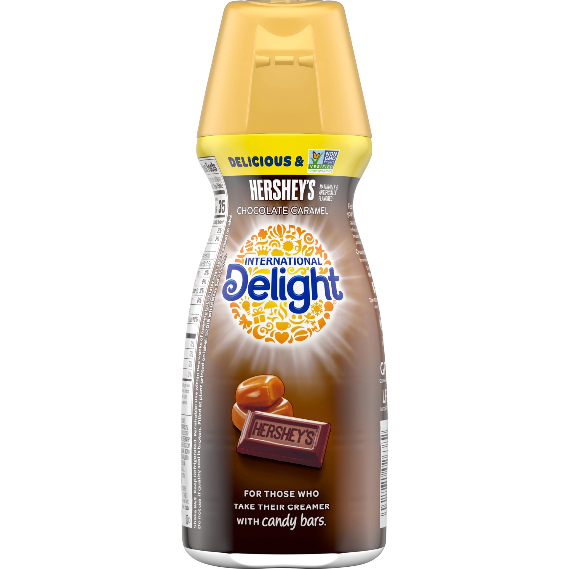 slide 6 of 8, International Delight Hershey's Chocolate Caramel Gourmet Coffee Creamer, 16 fl oz