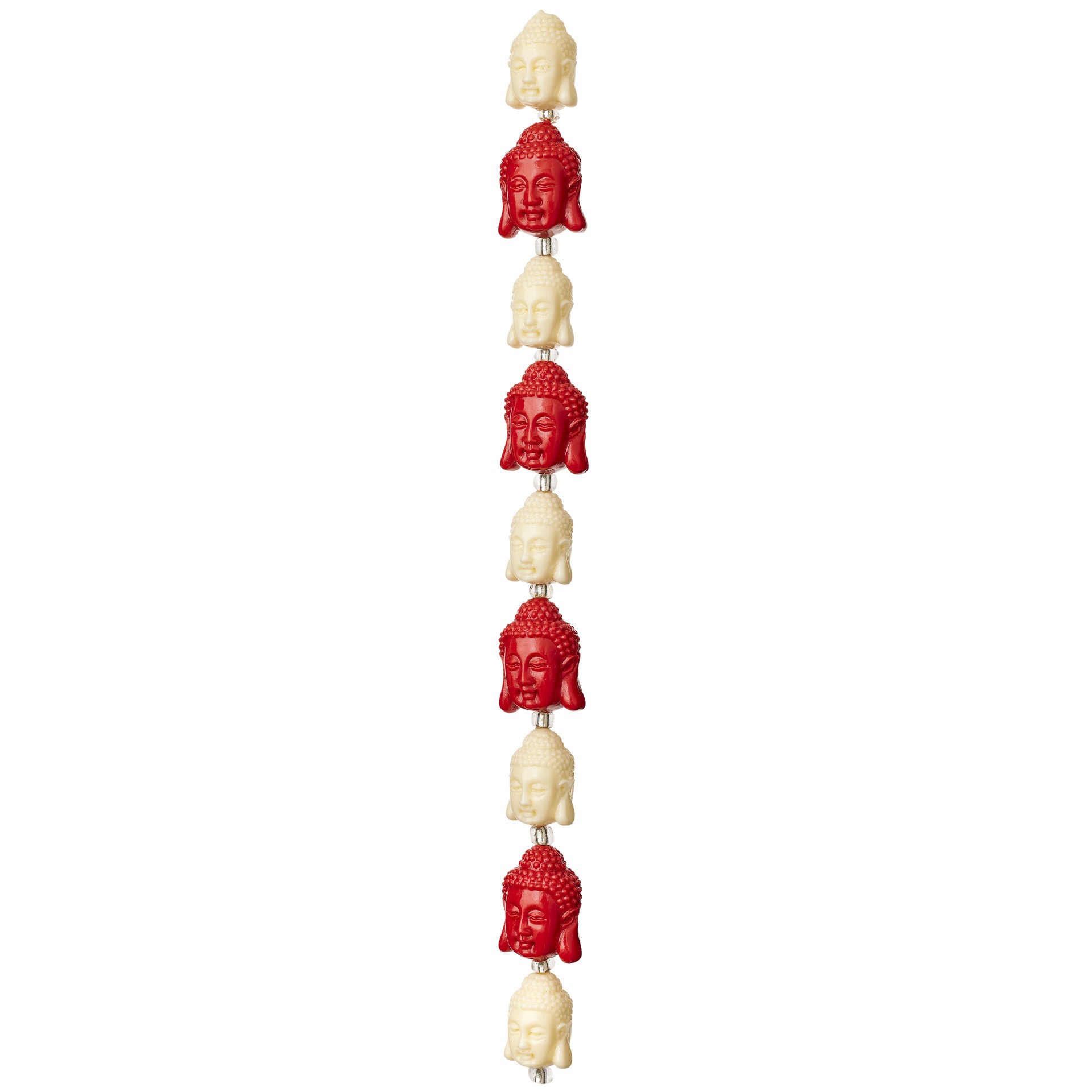 slide 3 of 3, Red & White Reconstituted Stone Siddhartha Beads, 15mm By Bead Landing, 15mm