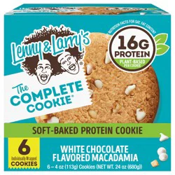 Lenny & Larry's The Complete Cookie, White Chocolate Flavored Macadamia, 4oz- 6ct