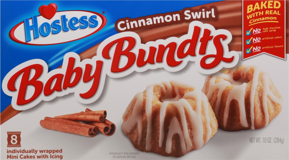 slide 1 of 1, Hostess Baby Bundts Cinnamon Swirl Mini Cakes 8 ea, 8 ct