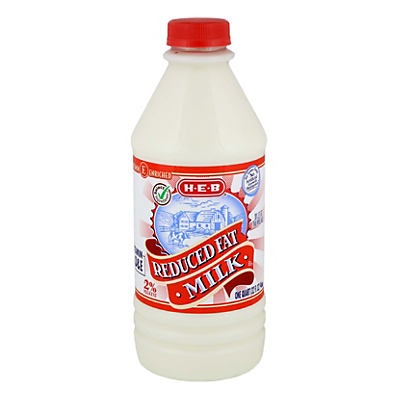 slide 1 of 1, H-E-B Reduced Fat 2% Milkfat Milk, 1 qt