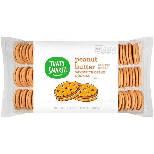 slide 1 of 1, Hy-Vee ThatS Smart! Peanut Butter Sandwich Creme Cookies, 25 oz