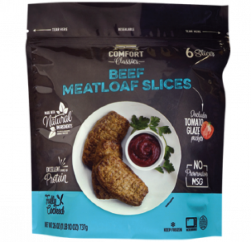 slide 1 of 1, Comfort Classic Beef Meatloaf Slices, 26 oz