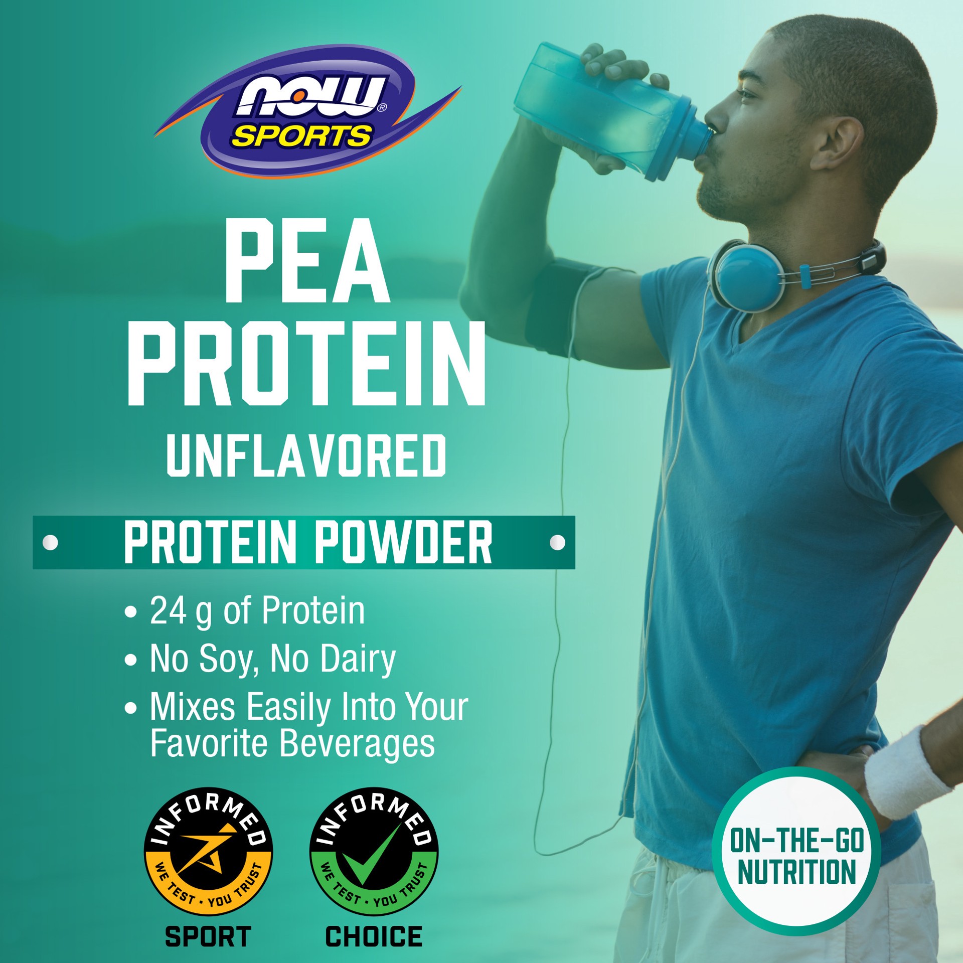 slide 3 of 5, NOW Sports Pea Protein, Pure Unflavored Powder - 12 oz., 12 oz