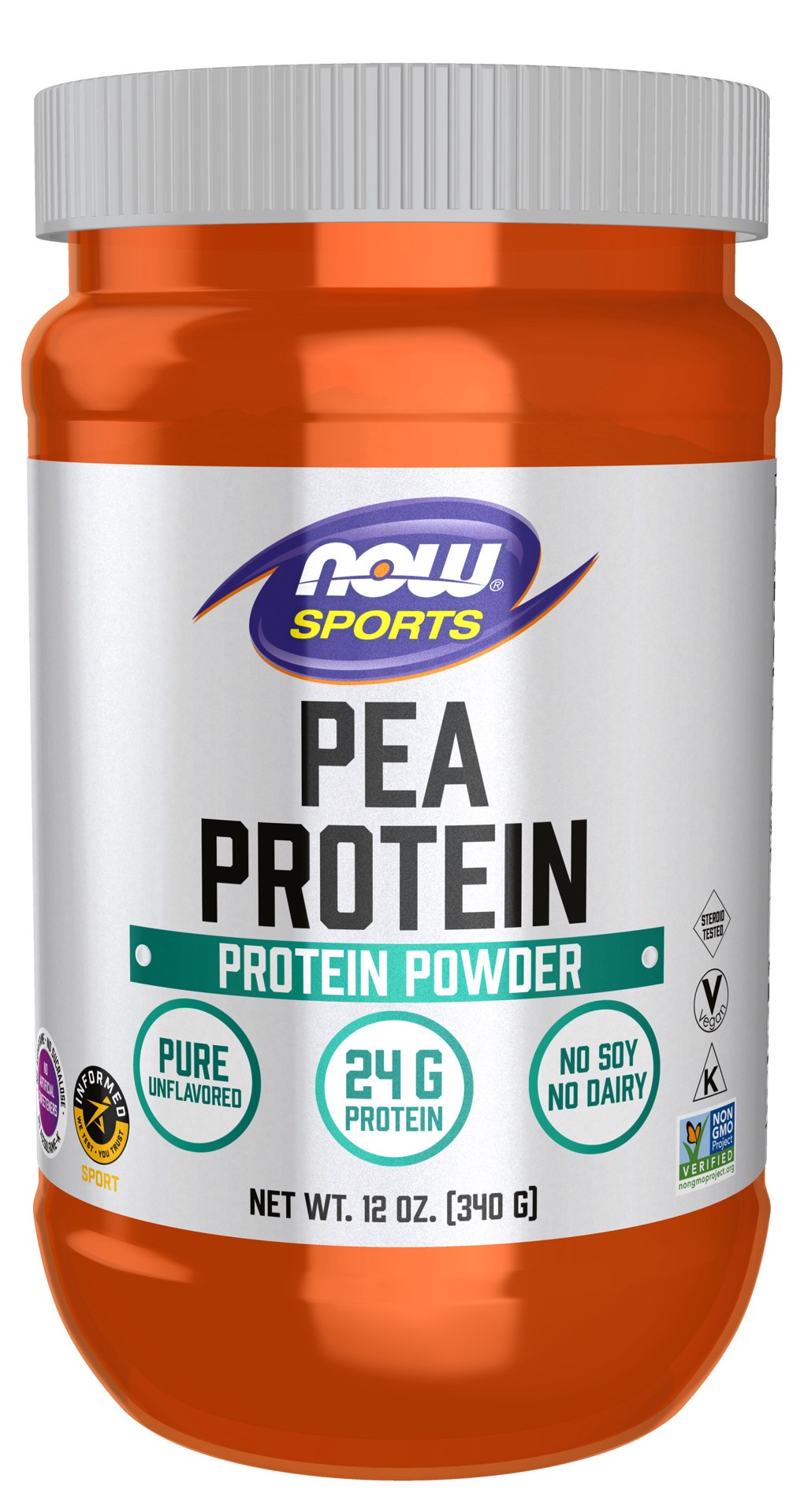 slide 1 of 5, NOW Sports Pea Protein, Pure Unflavored Powder - 12 oz., 12 oz