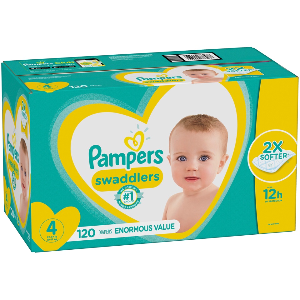 slide 3 of 3, Pampers Swaddlers Active Baby Diaper Size 4 120 Count, 120 ct