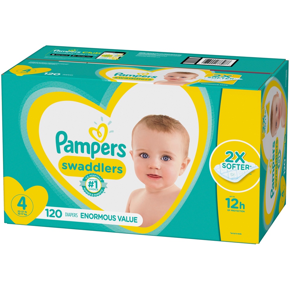 slide 2 of 3, Pampers Swaddlers Active Baby Diaper Size 4 120 Count, 120 ct