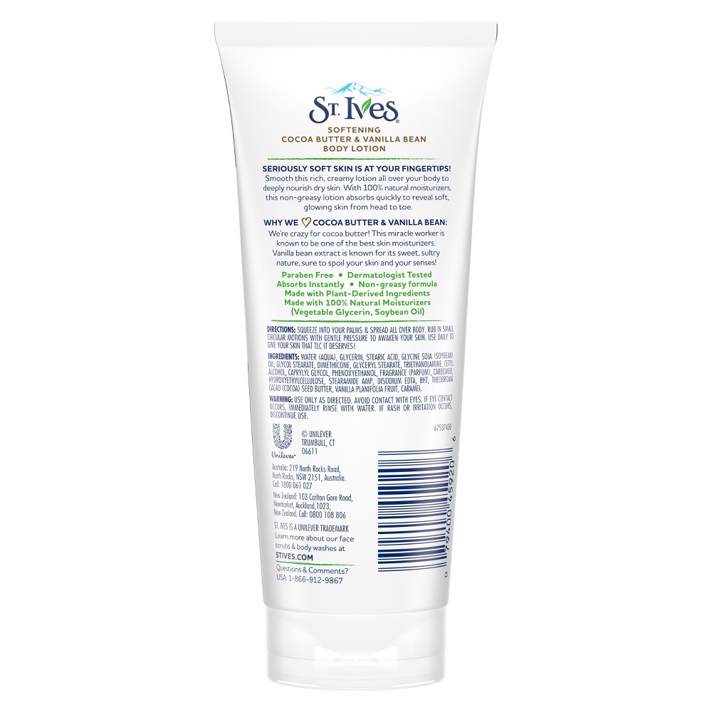 slide 2 of 2, St. Ives Cocoa Butter and Vanilla Bean Hand and Body Lotion, 7 oz