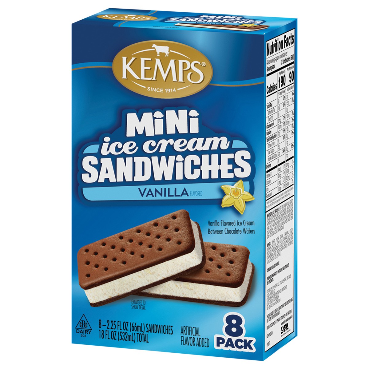 slide 13 of 14, Kemps Mini Vanilla Ice Cream Sandwiches 8 Ct / 2.25 Fl Oz, 8 ct