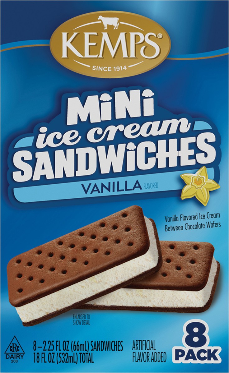 slide 5 of 14, Kemps Mini Vanilla Ice Cream Sandwiches 8 Ct / 2.25 Fl Oz, 8 ct