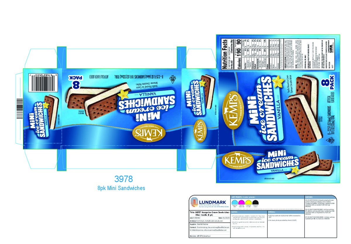 slide 9 of 14, Kemps Mini Vanilla Ice Cream Sandwiches 8 Ct / 2.25 Fl Oz, 8 ct