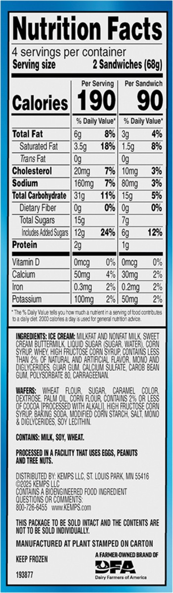 slide 10 of 14, Kemps Mini Vanilla Ice Cream Sandwiches 8 Ct / 2.25 Fl Oz, 8 ct