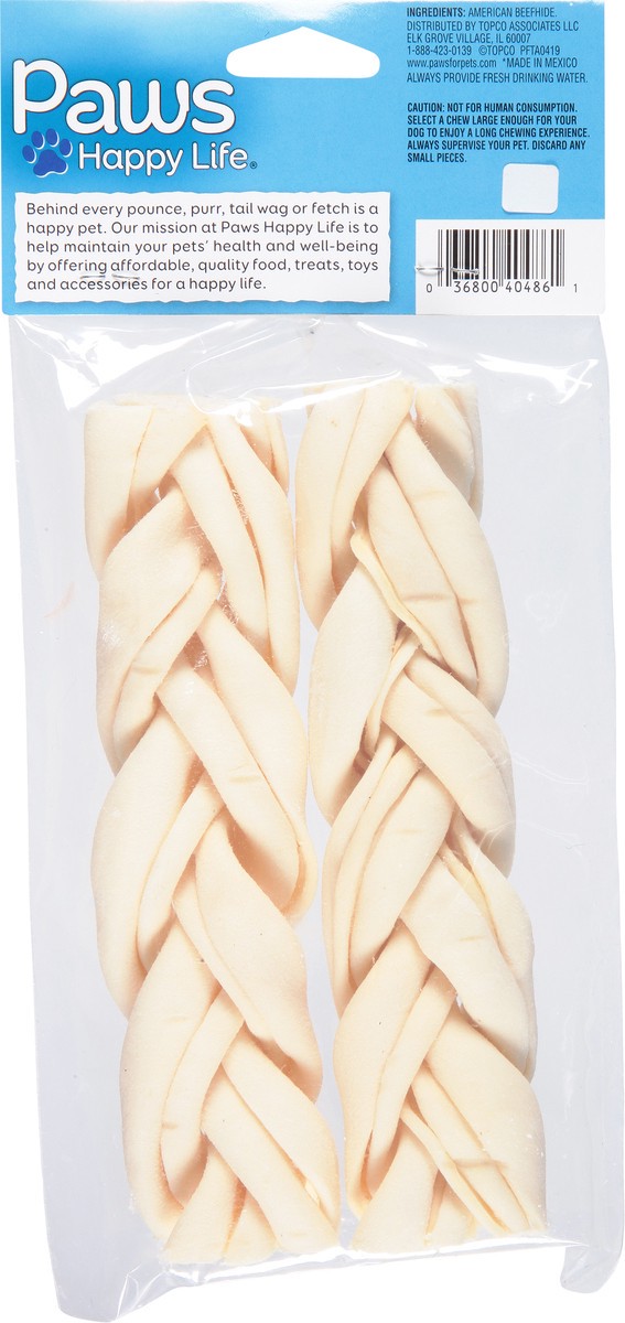 slide 5 of 9, Paws Happy Life 6 Inches Plain Flavor Beefhide Braids for Dogs 2 ea, 2 ct