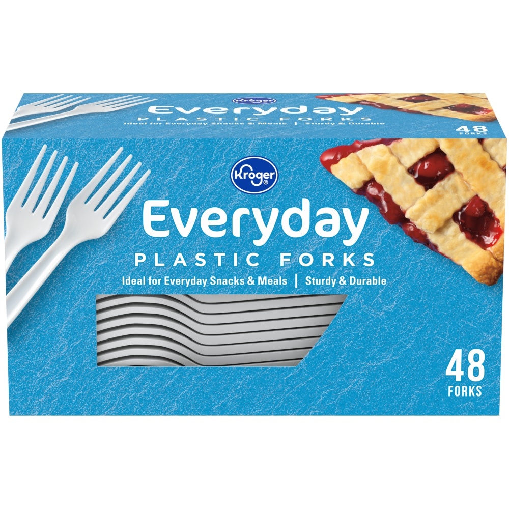 slide 1 of 1, Kroger Everyday Plastic Forks - White, 48 ct