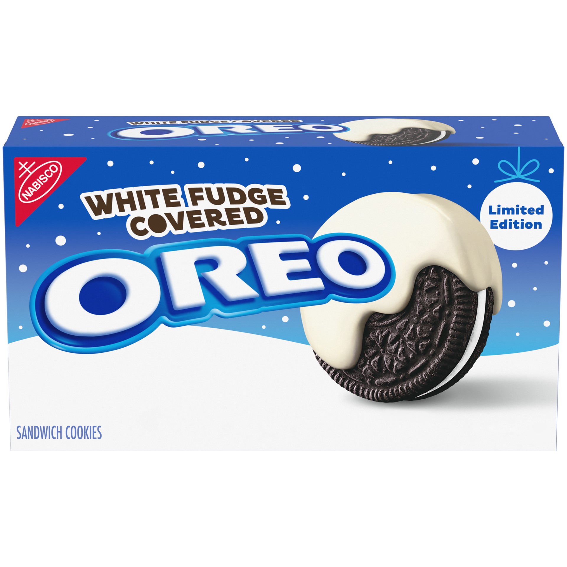 slide 1 of 9, OREO White Fudge Covered Chocolate Sandwich Cookies, Holiday Cookies, 8.5 oz, 8.5 oz