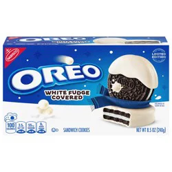 OREO White Fudge Covered Chocolate Sandwich Cookies, Limited Edition Holiday Cookies, 8.5 oz