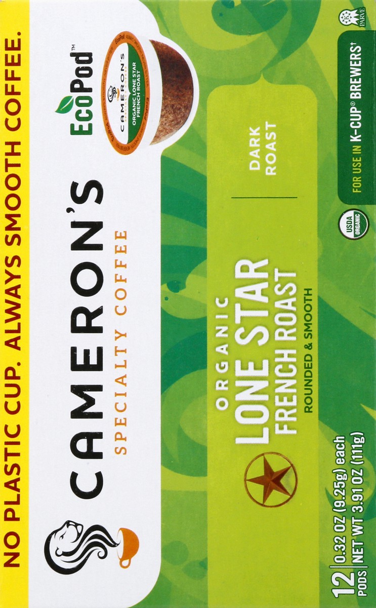 slide 3 of 12, Cameron's Organic Dark Roast EcoPods Lone Star French Roast Coffee 12 ea, 12 ct
