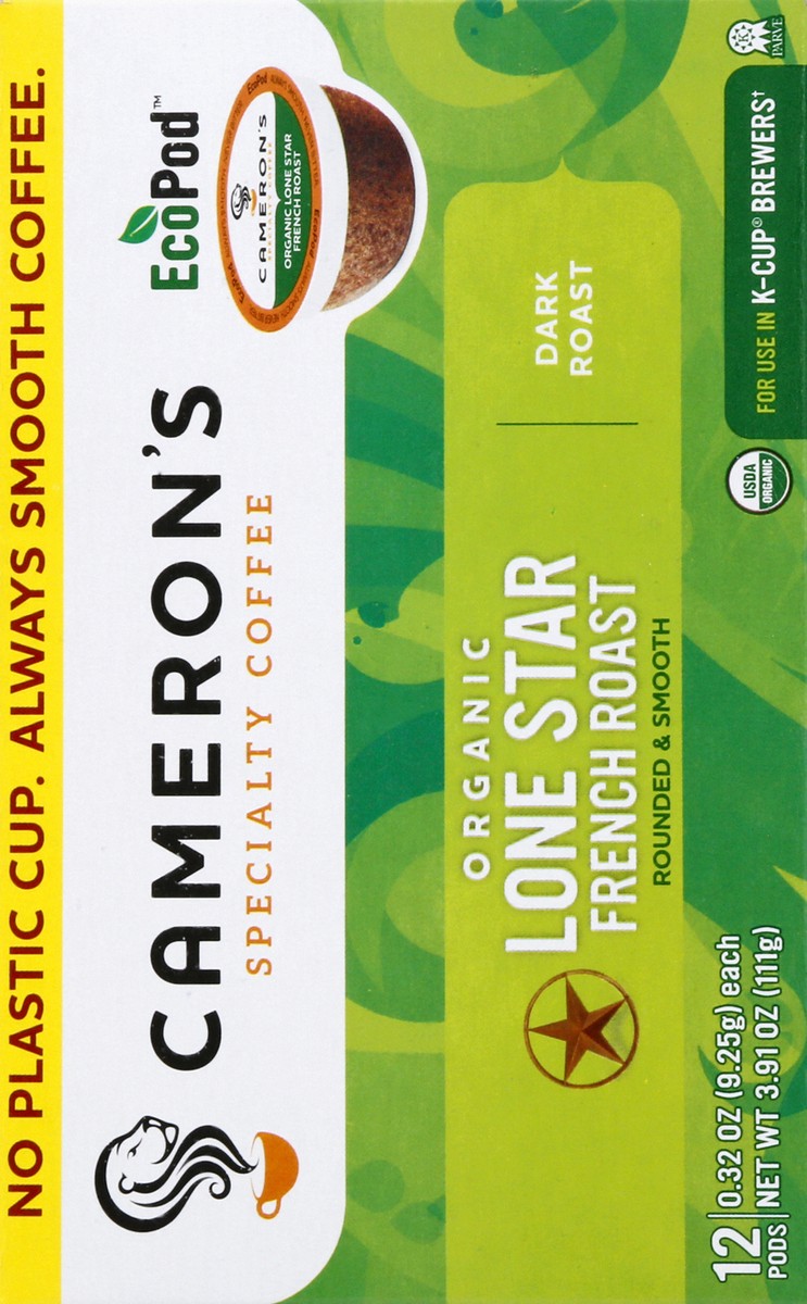 slide 11 of 12, Cameron's Organic Dark Roast EcoPods Lone Star French Roast Coffee - 12 ct, 12 ct