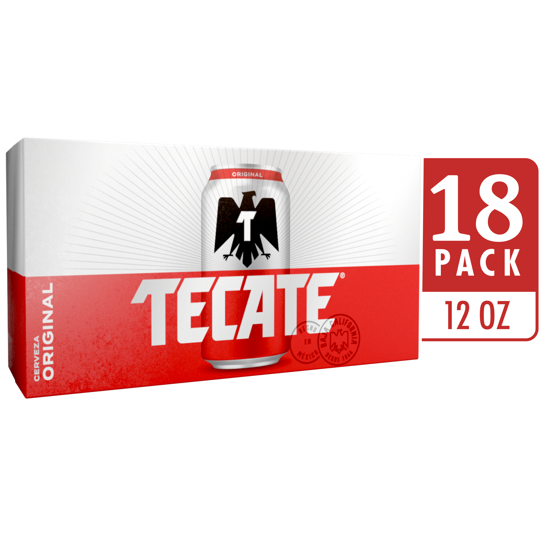 slide 2 of 3, Tecate Original Mexican Lager Beer, 18 Pack, 12 fl oz Cans, 12 oz