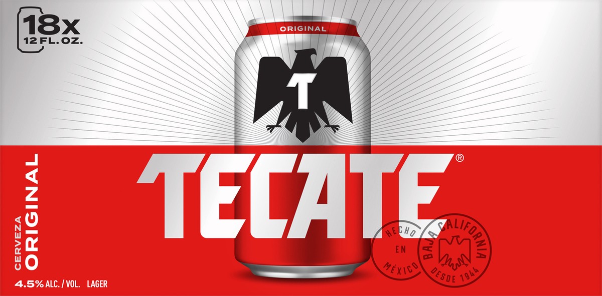 slide 1 of 3, Tecate Original Mexican Lager Beer, 18 Pack, 12 fl oz Cans, 18 ct