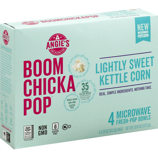 slide 2 of 2, Angie's BOOMCHICKAPOP Lightly Sweet Kettle Corn Microwave Popcorn, 4 ct; 3.29 oz