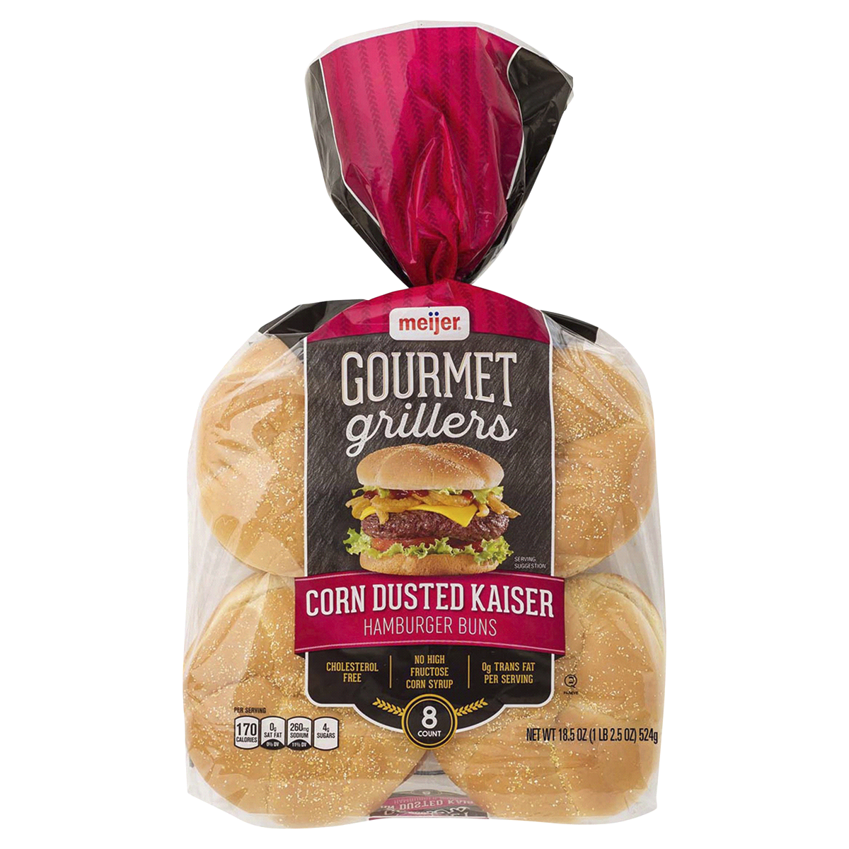 slide 1 of 6, Meijer Gourmet Griller Corn Dusted Kaiser Hamburger Buns, 17 oz