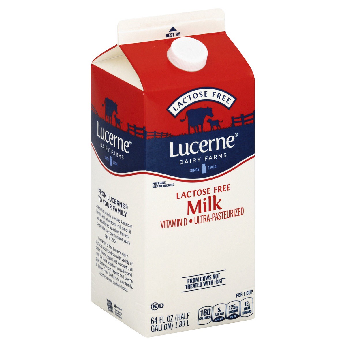 slide 1 of 4, Lucerne Dairy Farms Lucerne Milk Lactose Free - 64 Fl. Oz., 1/2 gal