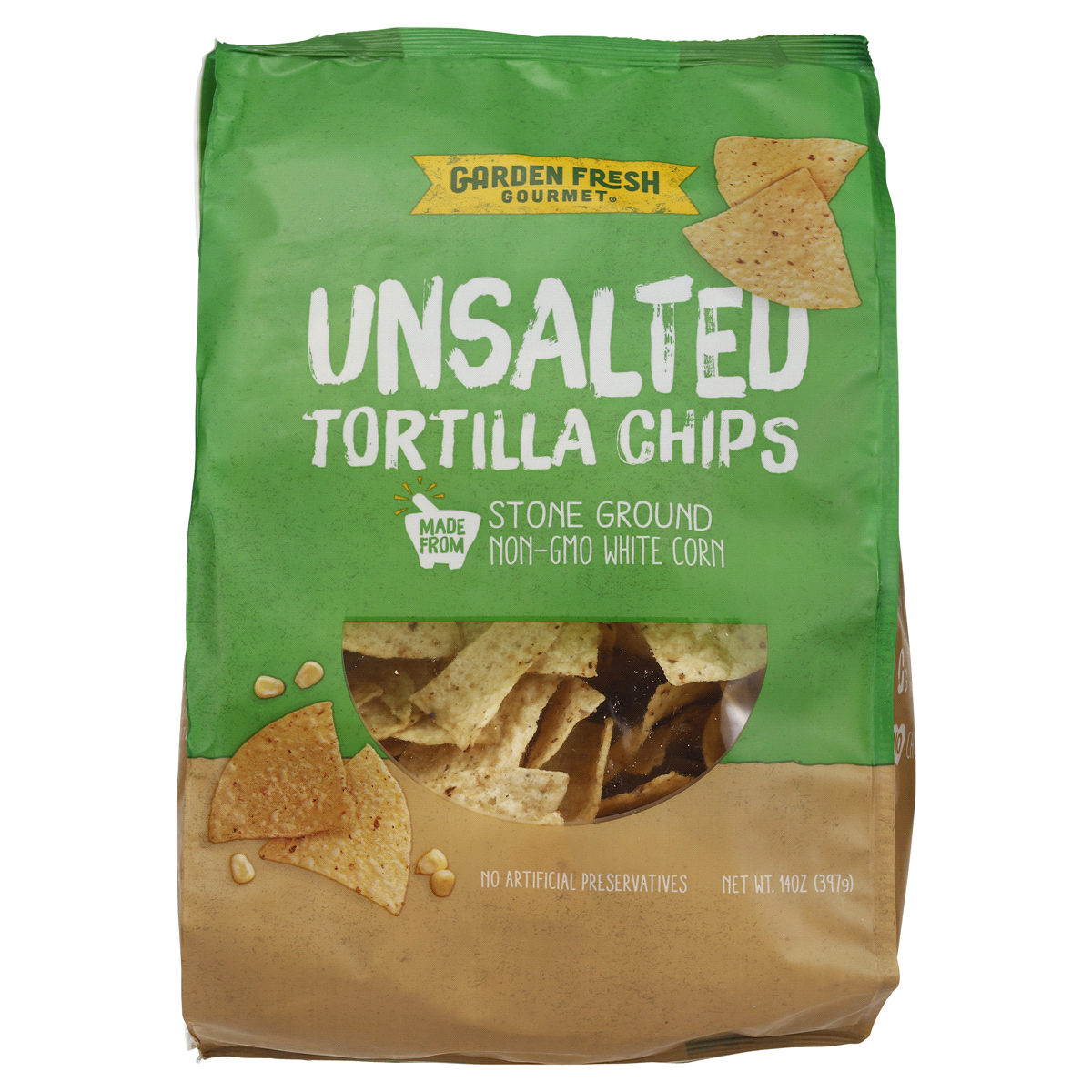 slide 1 of 5, Garden Fresh Gourmet Kettle Style Chips, Unsalted Tortilla Chips, 14 oz, 14 oz