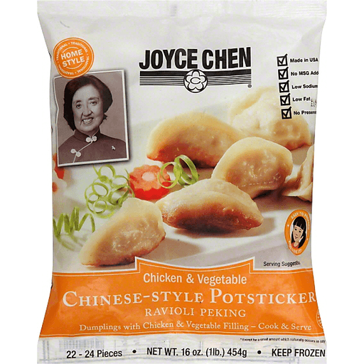 slide 1 of 2, Joyce Chen Chicken & Vegetable Chinese-Style Potsticker Ravioli Peking, 16 oz