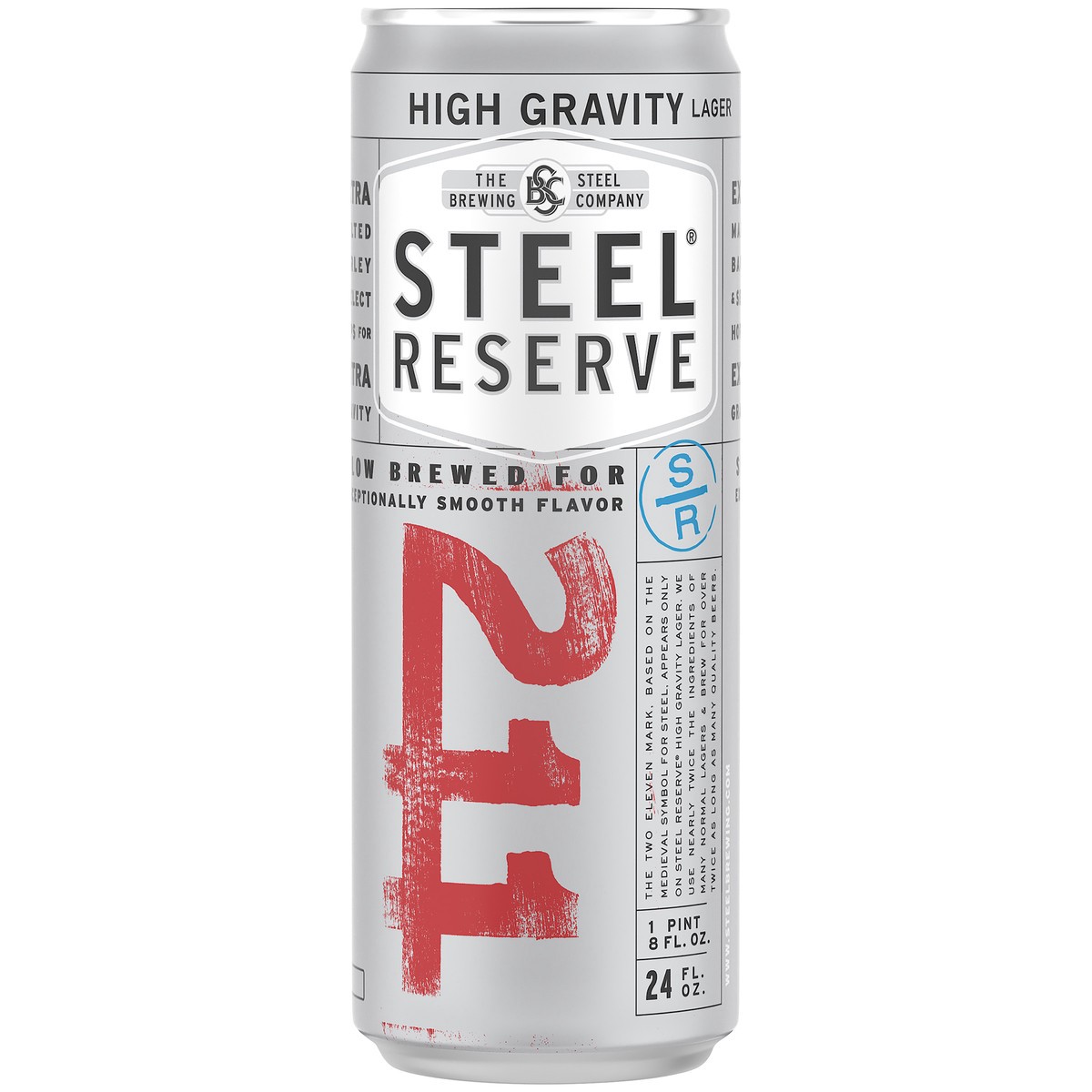 slide 1 of 5, Steel Reserve is a smooth Malt Liquor brewed with extra malted barley and select hops for high gravity. Steel Reserve High Gravity packs a punch with 8% ABV to provide a beverage option for shedding the stresses of a long day. Crisp & Balanced., 24 fl oz