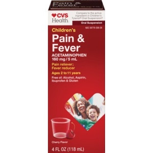 slide 1 of 1, CVS Health Children's Pain Relief Suspension Liquid Cherry Flavor, 4 fl oz; 118 ml