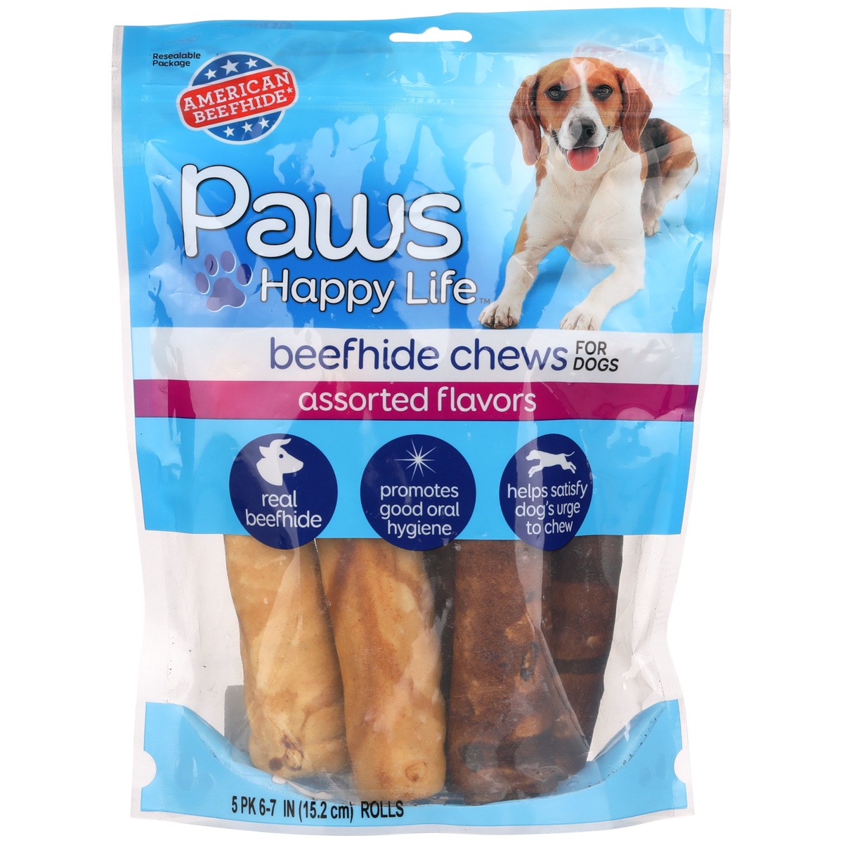 slide 7 of 8, Paws Happy Life Beefhide Chews Assorted Flavors, 5 ct