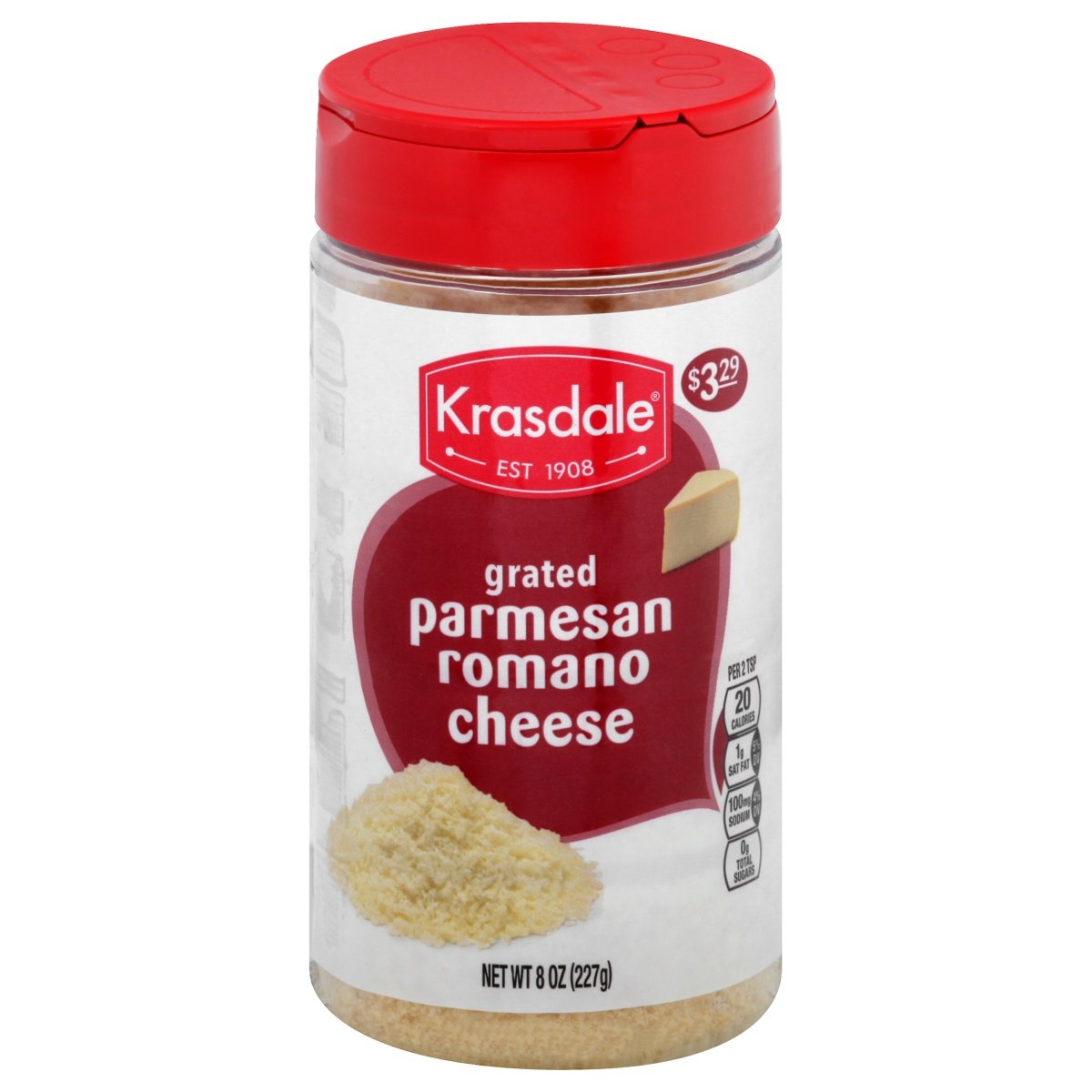 slide 1 of 1, Krasdale Grated Parmesan Romano Cheese, 8 oz