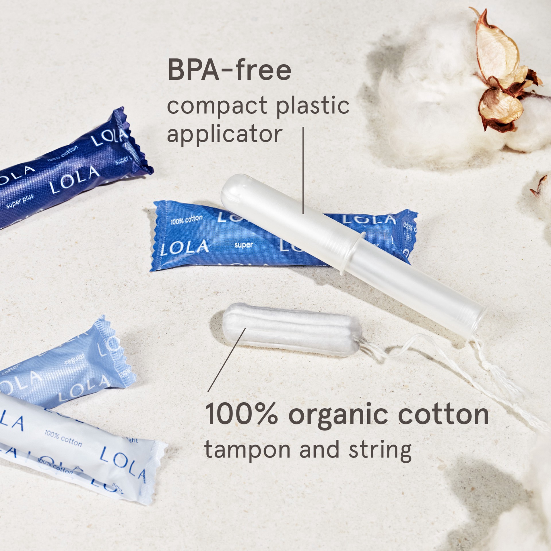 slide 9 of 27, Lola Regular Tampons With Compact Plastic Applicator, 20 ct