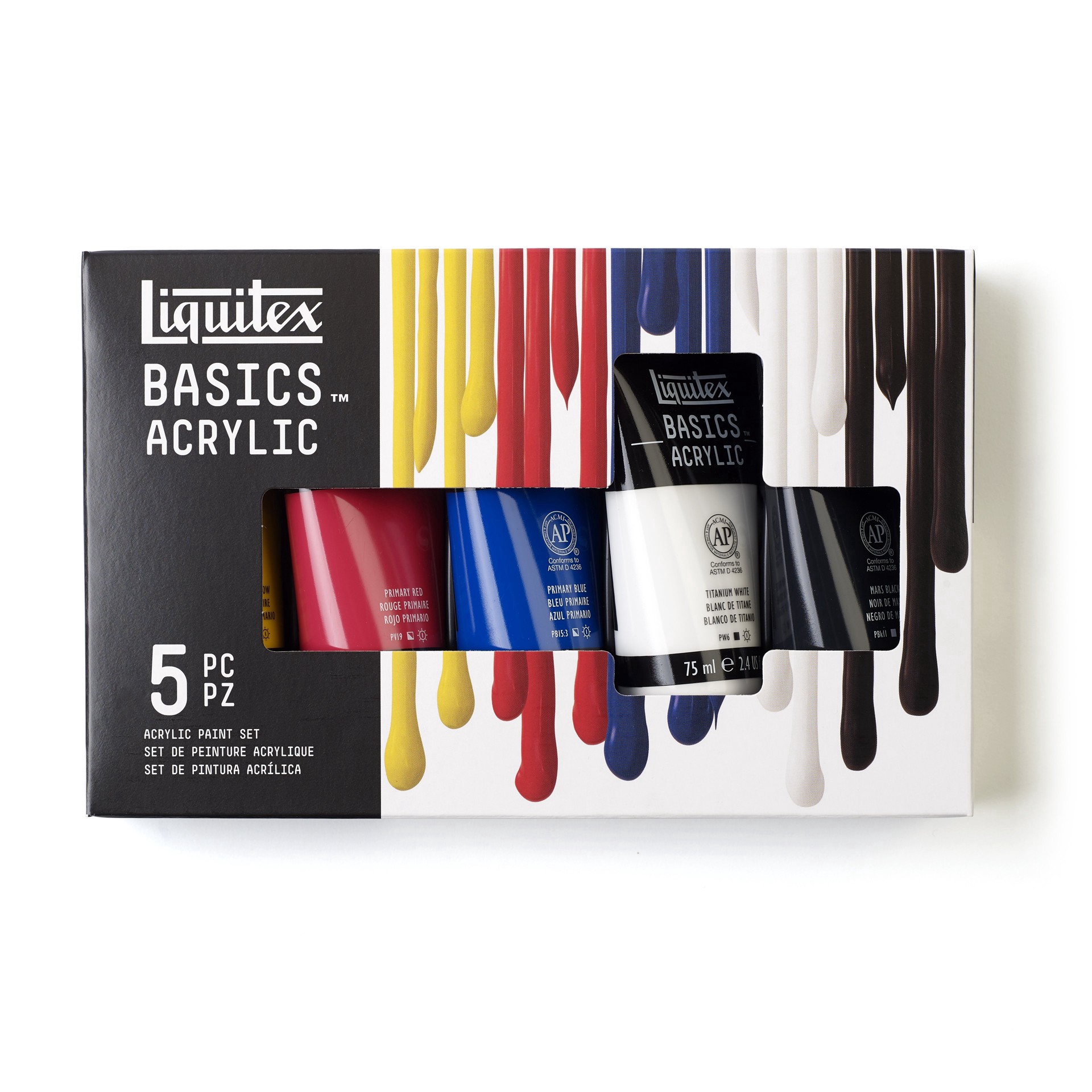 slide 3 of 5, Liquitex Basics 5 Color Acrylic Paint Set, 2.5 fl oz