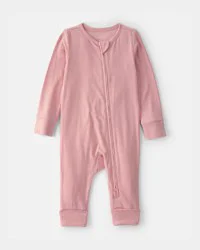 Carter's Baby Girl 2-Way Zip PurelySoft Sleep & Play Pajama - Pink NB