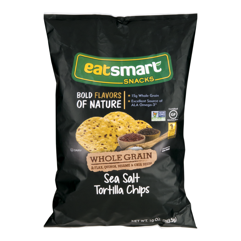 slide 1 of 1, Eat Smart Sea Salt Whole Grain Tortilla Chips, 10 oz