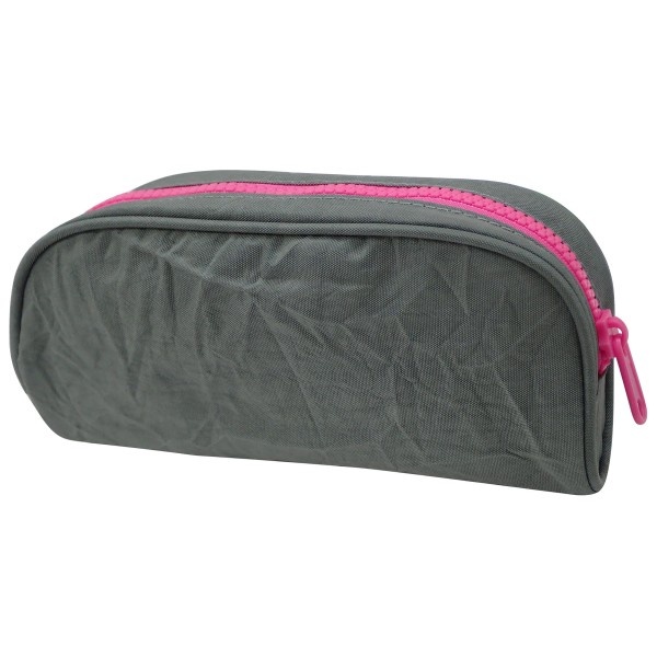 slide 1 of 1, Office Depot Brand Pencil Pouch With Neon Zipper, 7-7/8'' X 3-15/16'', Gray/Pink, 1 ct