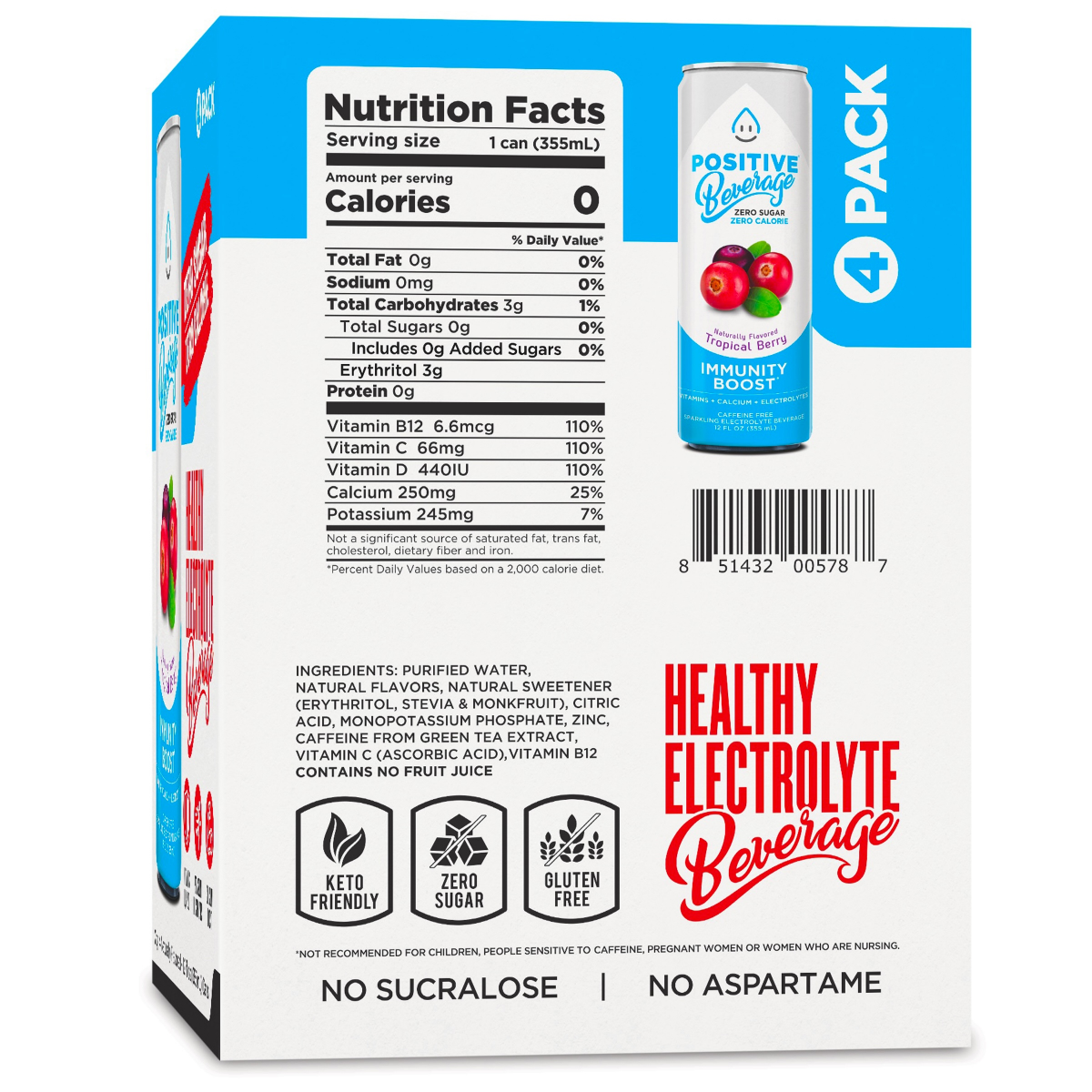 slide 6 of 17, Positive Imm Tropical Berry 6/4pk, 4 ct; 12 oz