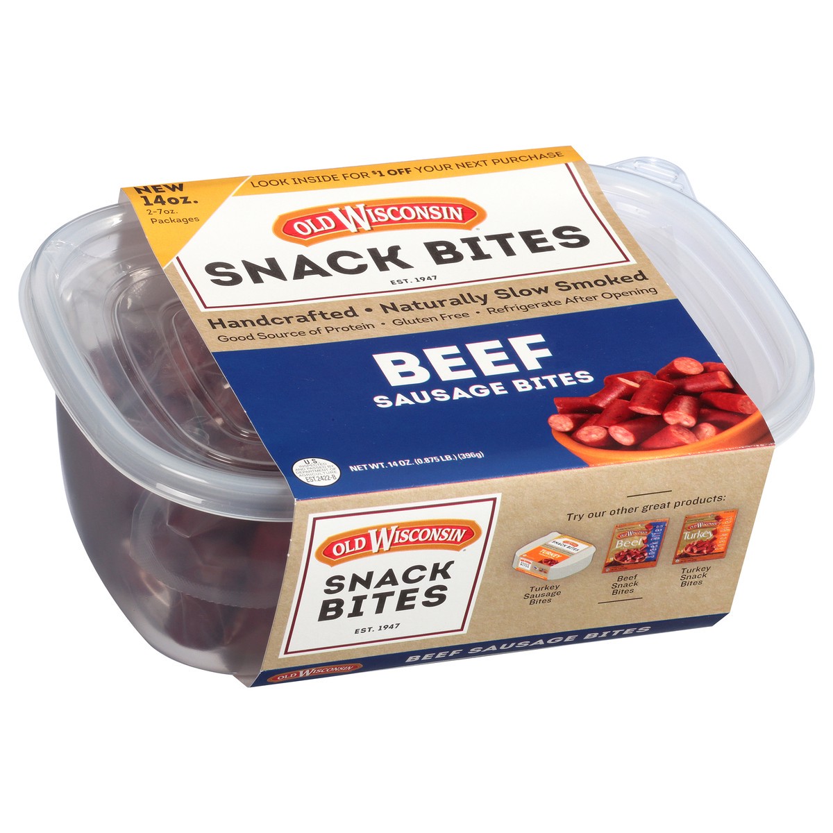 slide 2 of 11, Old Wisconsin Beef Bites Tub, 14 oz