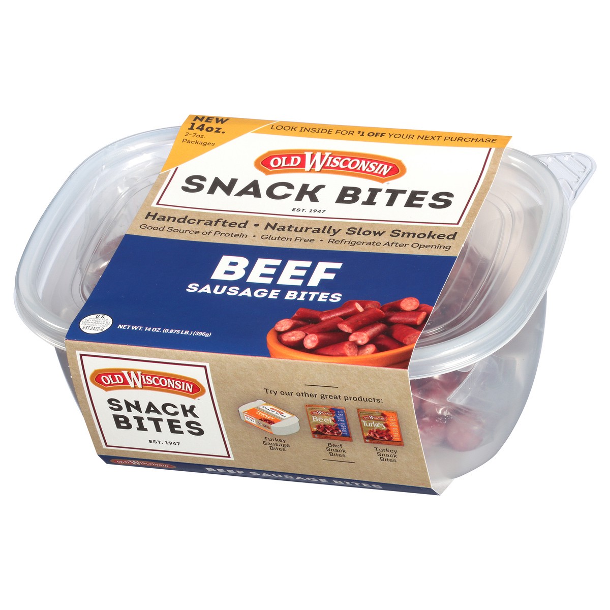 slide 3 of 11, Old Wisconsin Beef Bites Tub, 14 oz