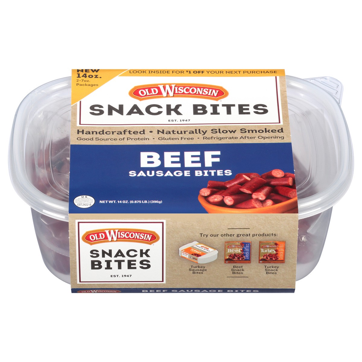 slide 11 of 11, Old Wisconsin Beef Bites Tub, 14 oz