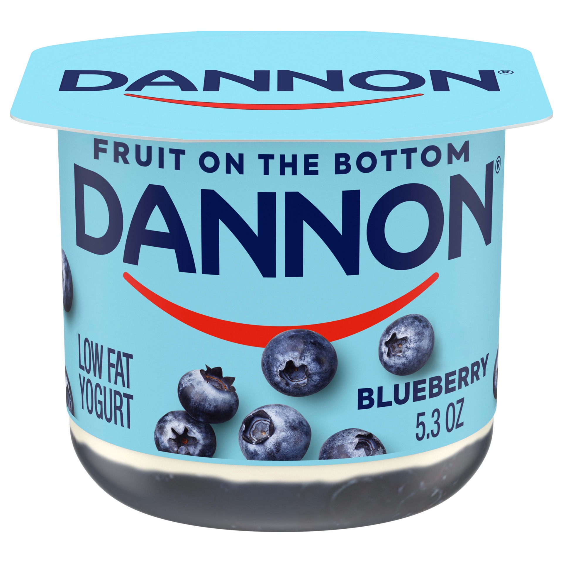 slide 1 of 5, Dannon Fruit on the Bottom Blueberry Low Fat Yogurt, Gluten Free Snacks with Real Blueberry Pieces, Good Source of Calcium and Vitamin D, 5.3 OZ Yogurt Container, 5.3 oz
