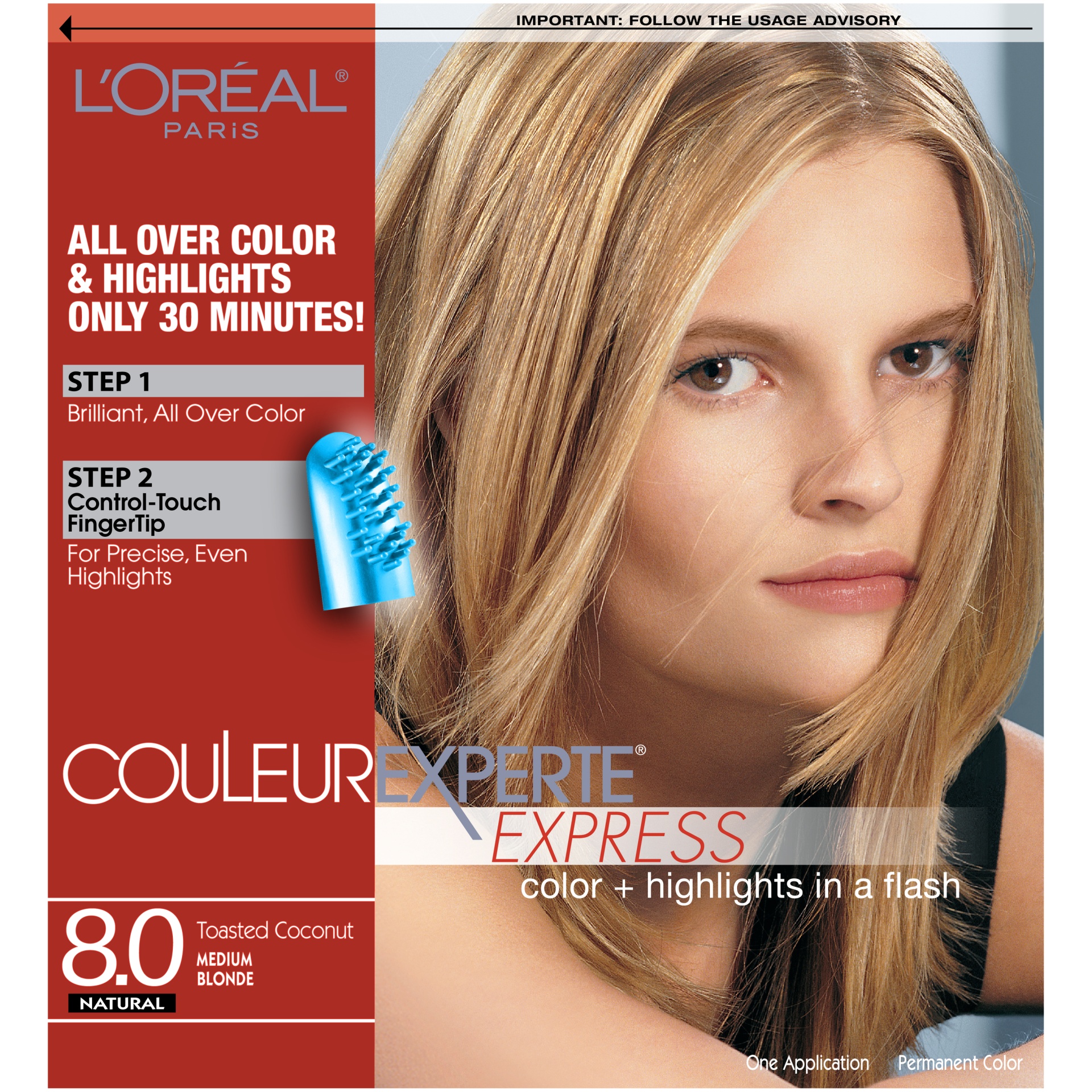 slide 2 of 8, L'Oréal Paris Couleur Experte Express Color + Highlights in A Flash, Natural Toasted Coconut Medium Blonde 8.0, 1 kit