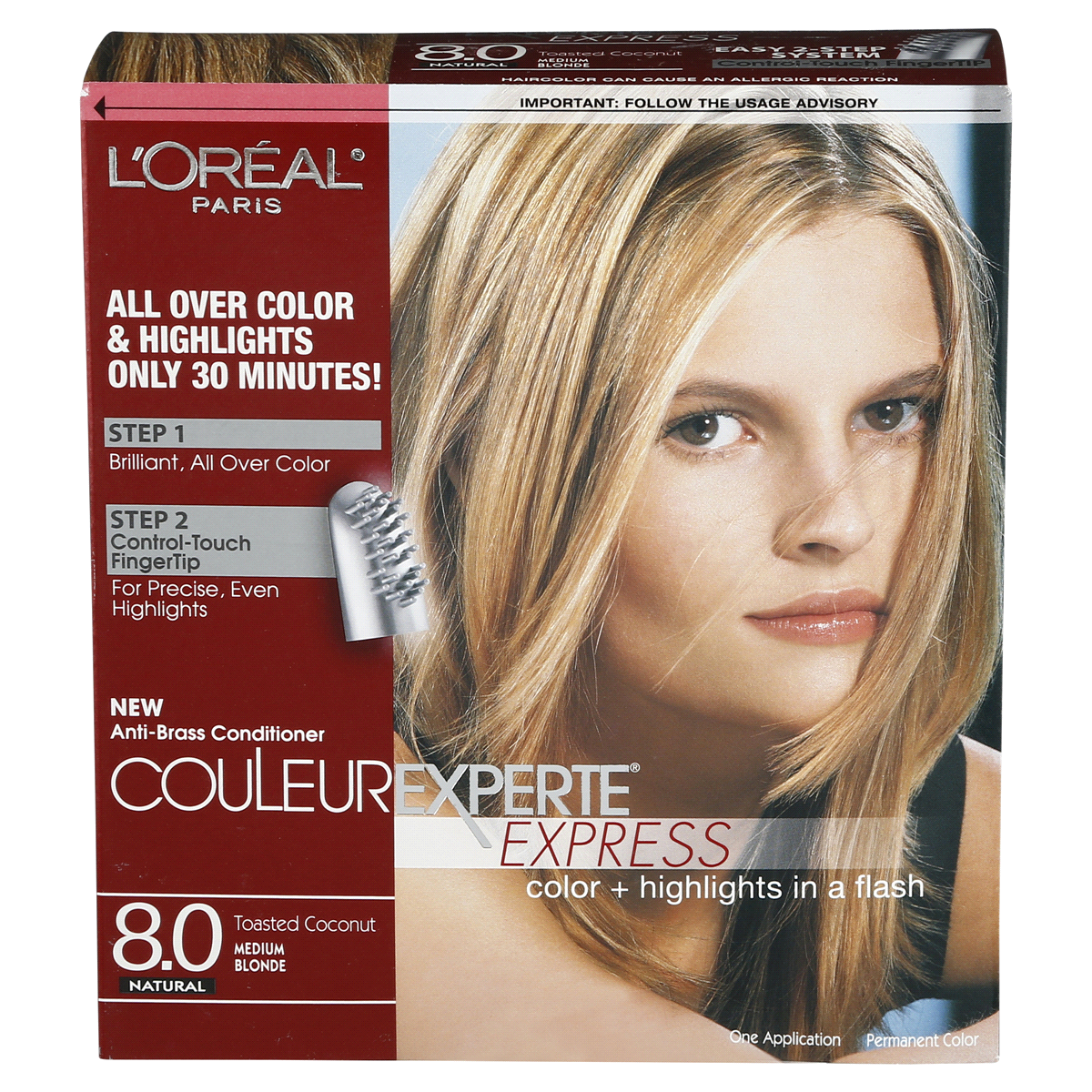slide 1 of 8, L'Oréal Paris Couleur Experte Express Color + Highlights in A Flash, Natural Toasted Coconut Medium Blonde 8.0, 1 kit