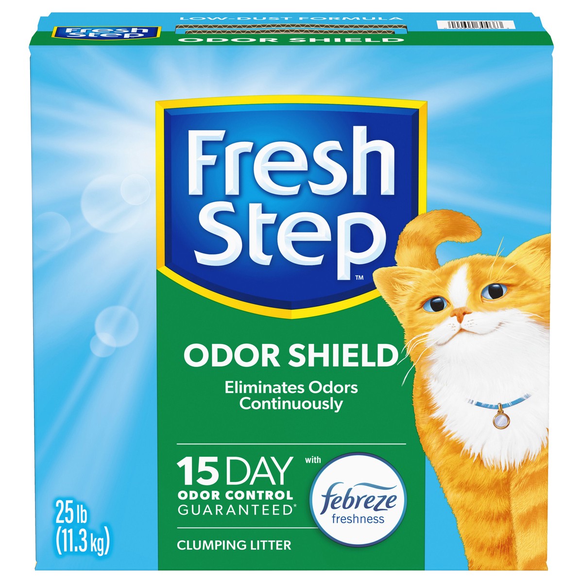 slide 1 of 13, Fresh Step Odor Shield Scented Litter with the Power of Febreze Clumping Cat Litter, 25 lb